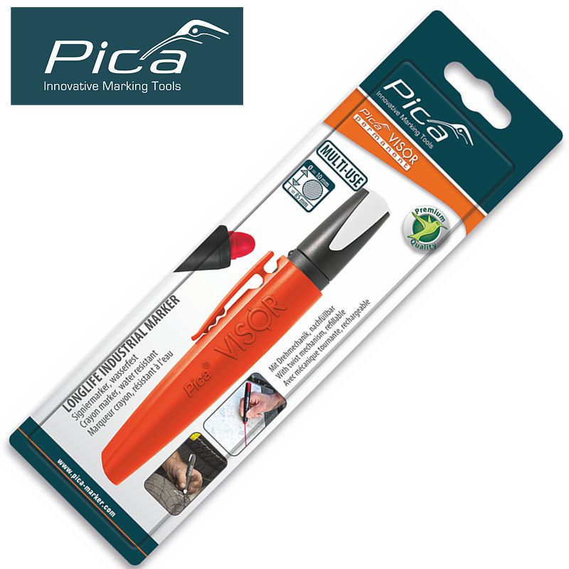 Pica Visor Permanent Marker 10mm Tip White In Blister