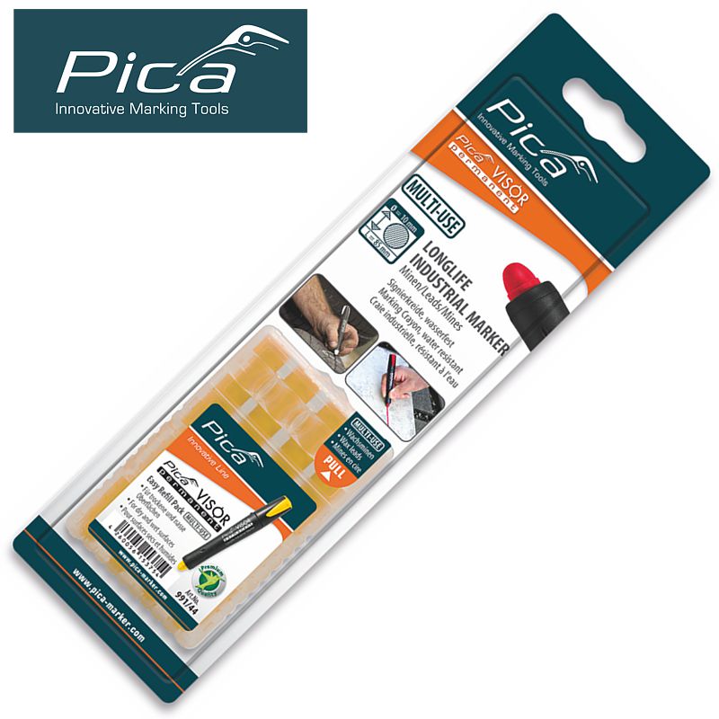 Pica Visor Permanent Marker Refills Yellow 4pc In Blister