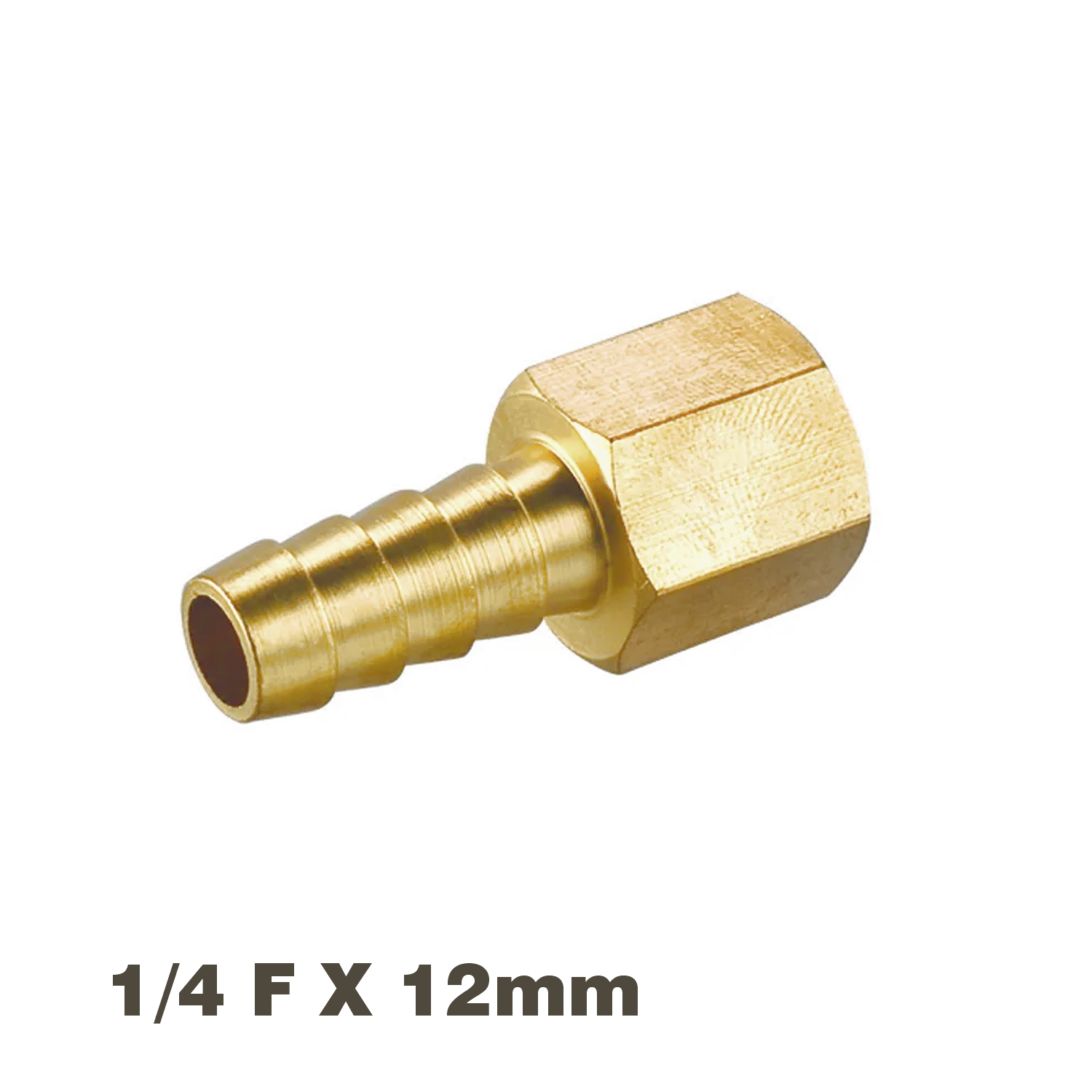 Hose Tail Connector Brass 1/4f X 12mm