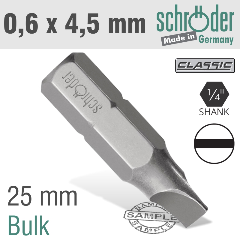 Slotted Bit 0.6x4.5 25mm Bulk