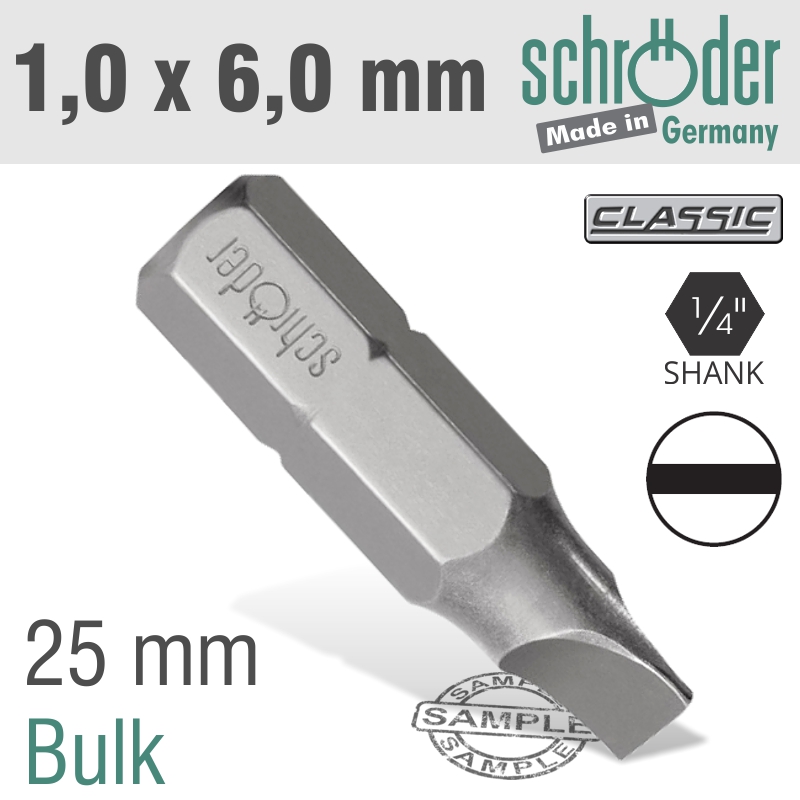 Slotted Bit 1.0x6.0 25mm Bulk