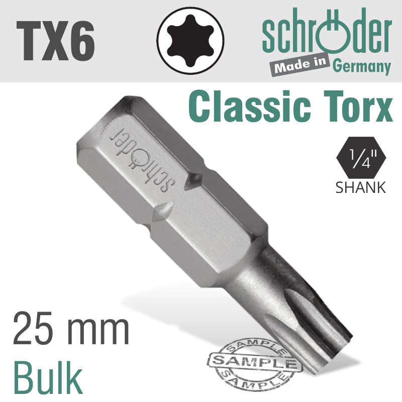 Torx Tx6 Classic Bit 25mm Bulk