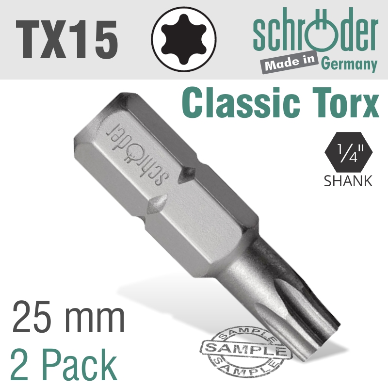 Torx Tx15 Classic Bit 25mm 2cd