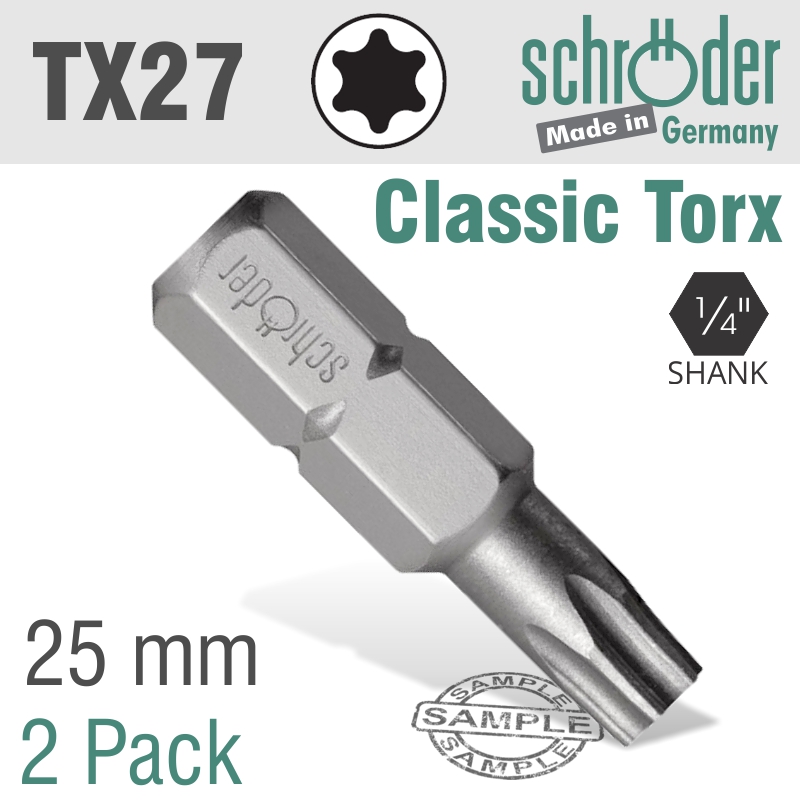 Torx Tx27 Classic Bit 25mm 2cd