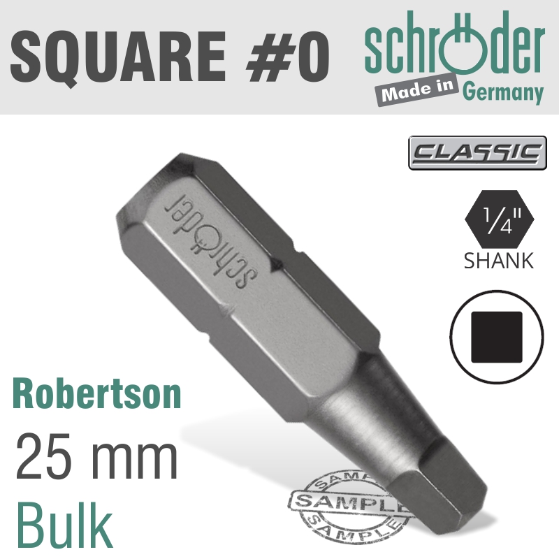 Sq.recess No.0 Insert Bit
