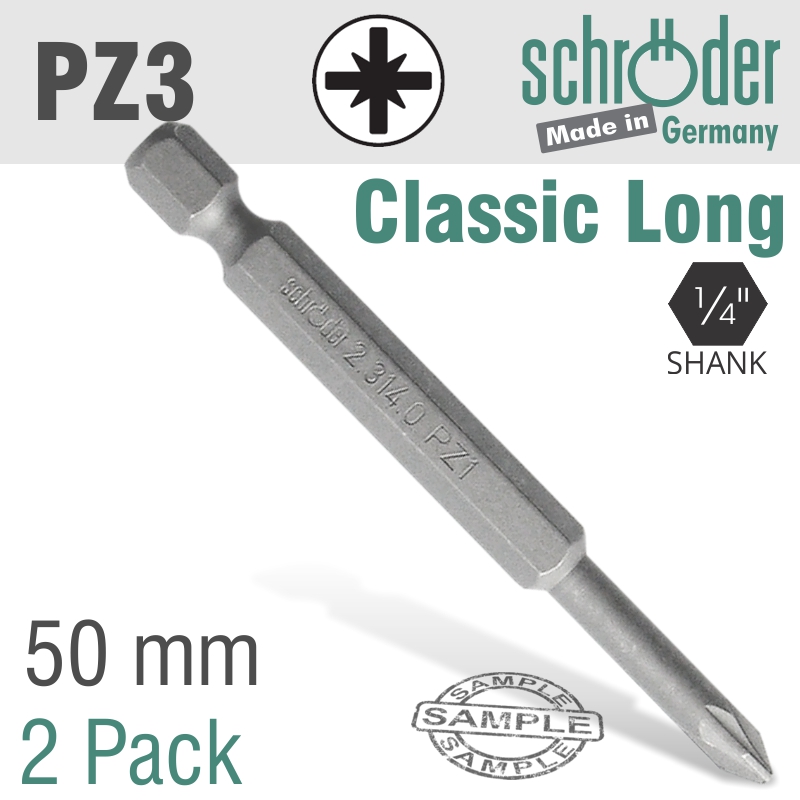 Pozi No.3 X 50mm Classic Power Bit 2cd