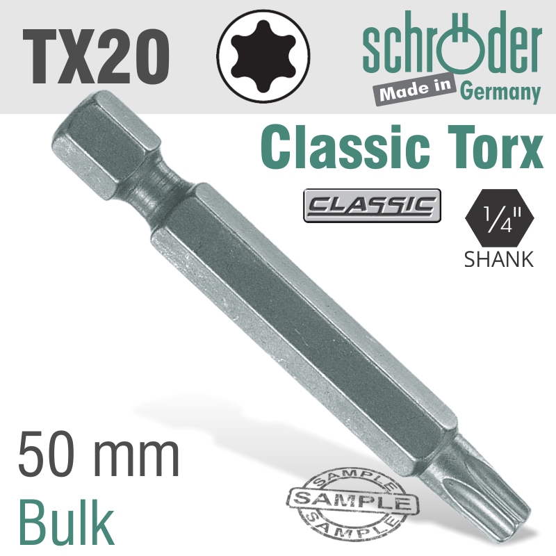 Torx Tx20 Classic Power Bit 50mm Bulk