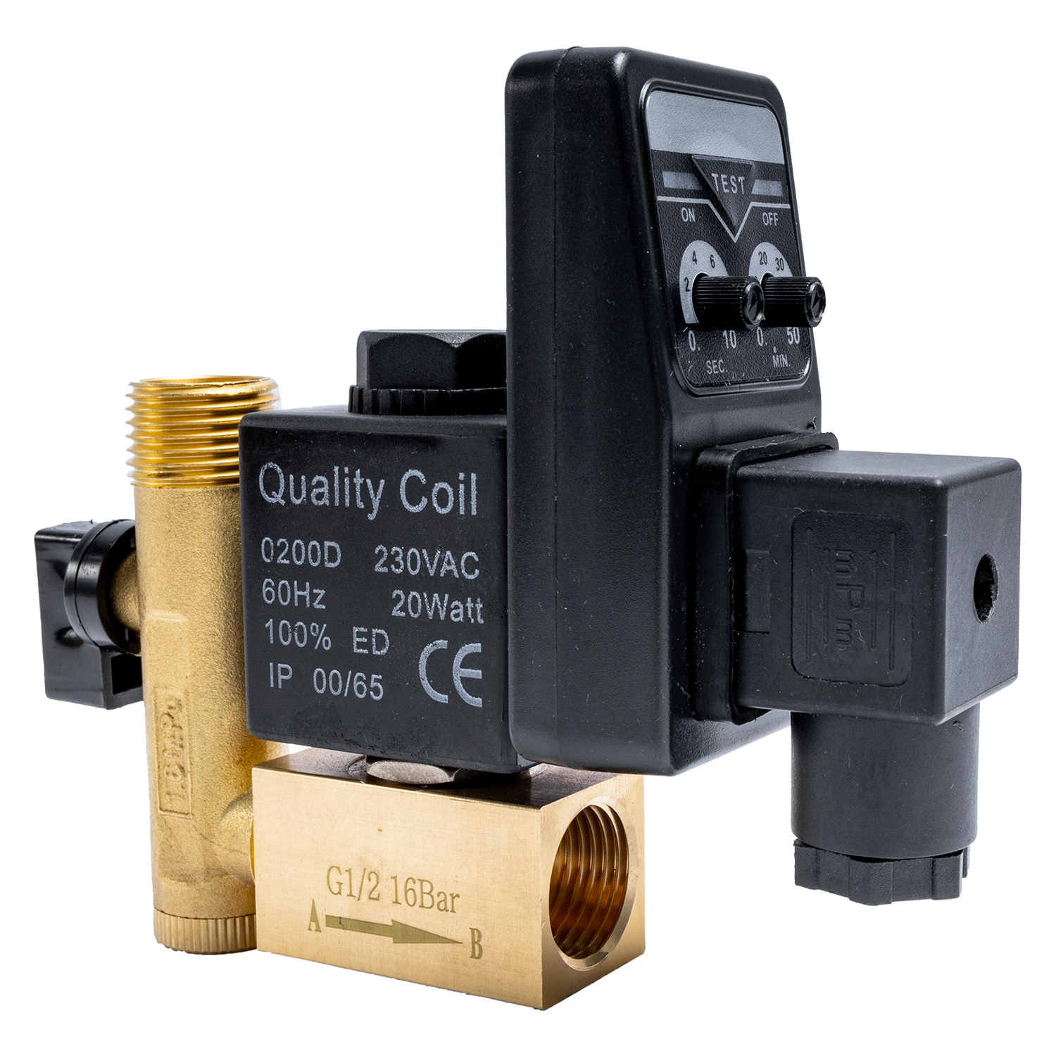 Comp. Auto Drain Valve Solenoid 1/2' 220v Brass