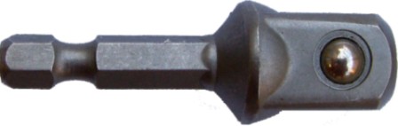 Socket Adaptor 1/2'm Sq X 50mm 1/4'm Hex Shank Carded