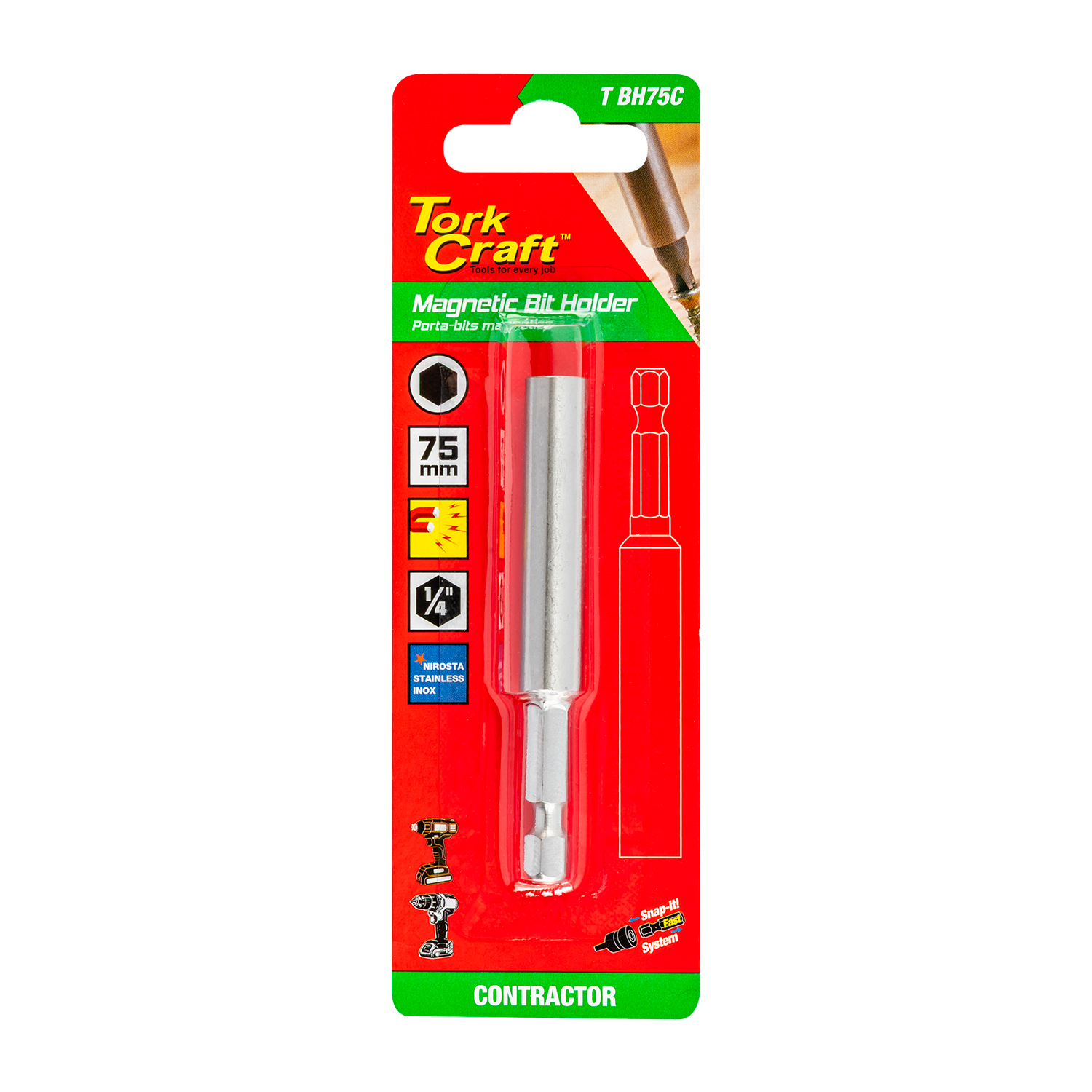 Magnetic Bit Holder 75mm Carded