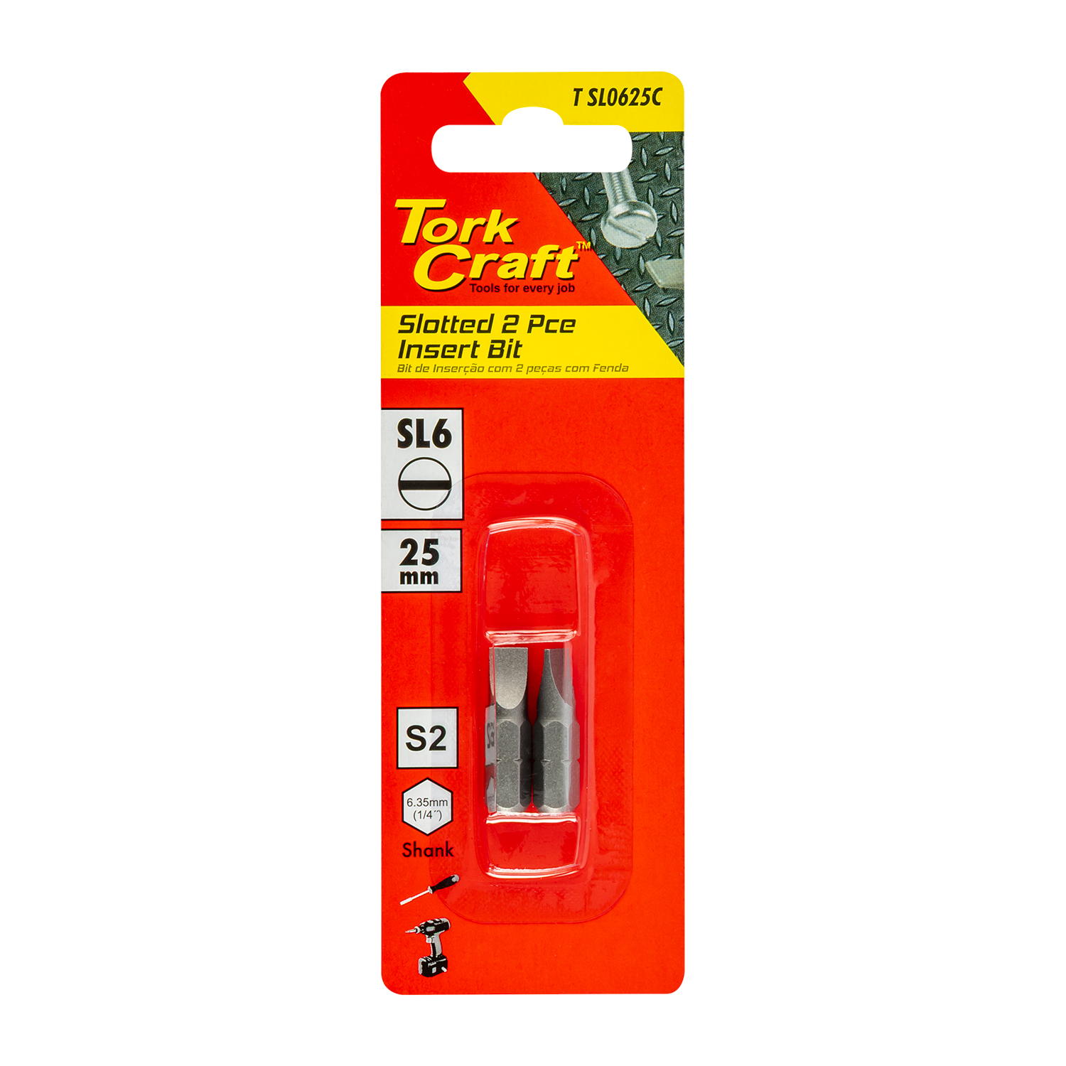 S/d Insert Bit 6mmx25mm 2/card