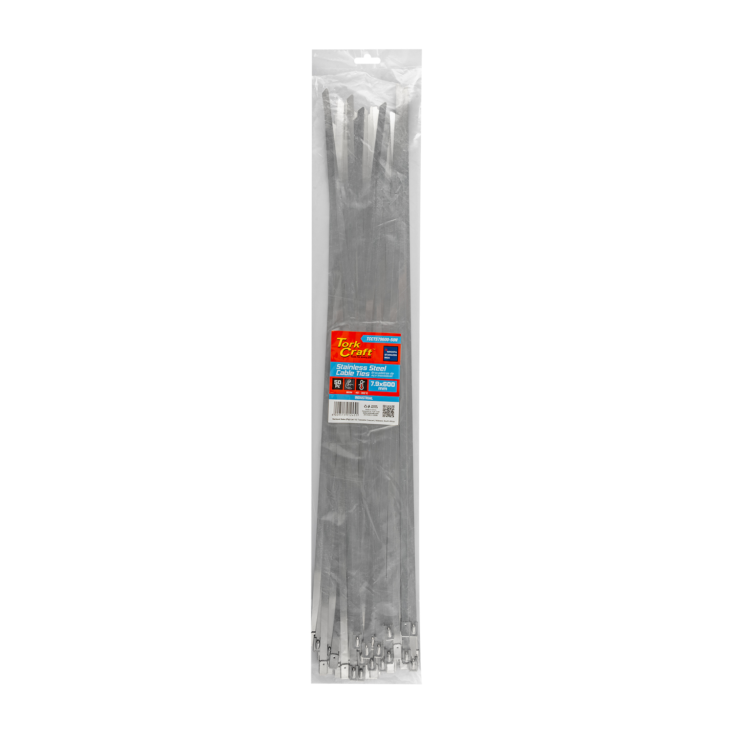 S/steel Cable Ties Ss304 7.9mm X 600mm Natural 50pc