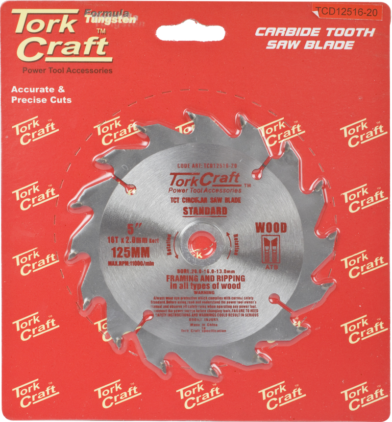 Blade Tct 125 X 16t 20/13 General Purpose Wood