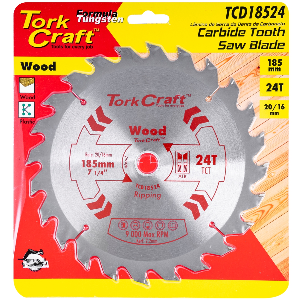Blade Tct 185 X 24t 20/16 General Purpose Rip