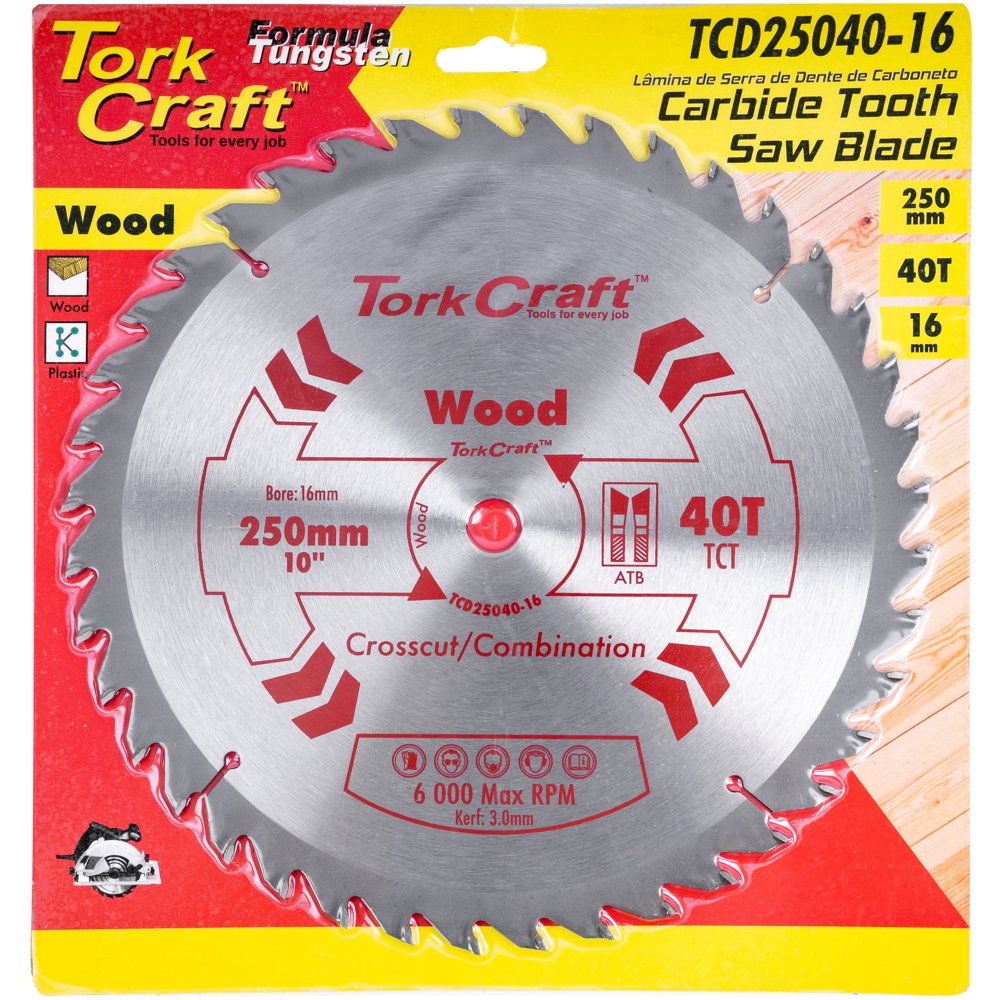 Blade Tct 250 X 40t 16mm General Purpose Combination