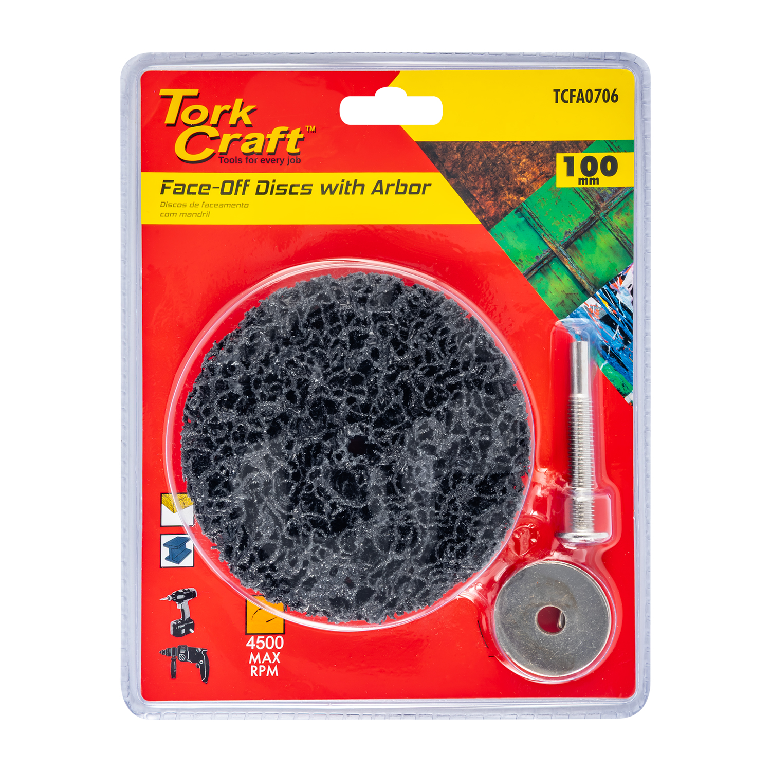 Face Off Disc & Arbor 100mm Carded For Drill