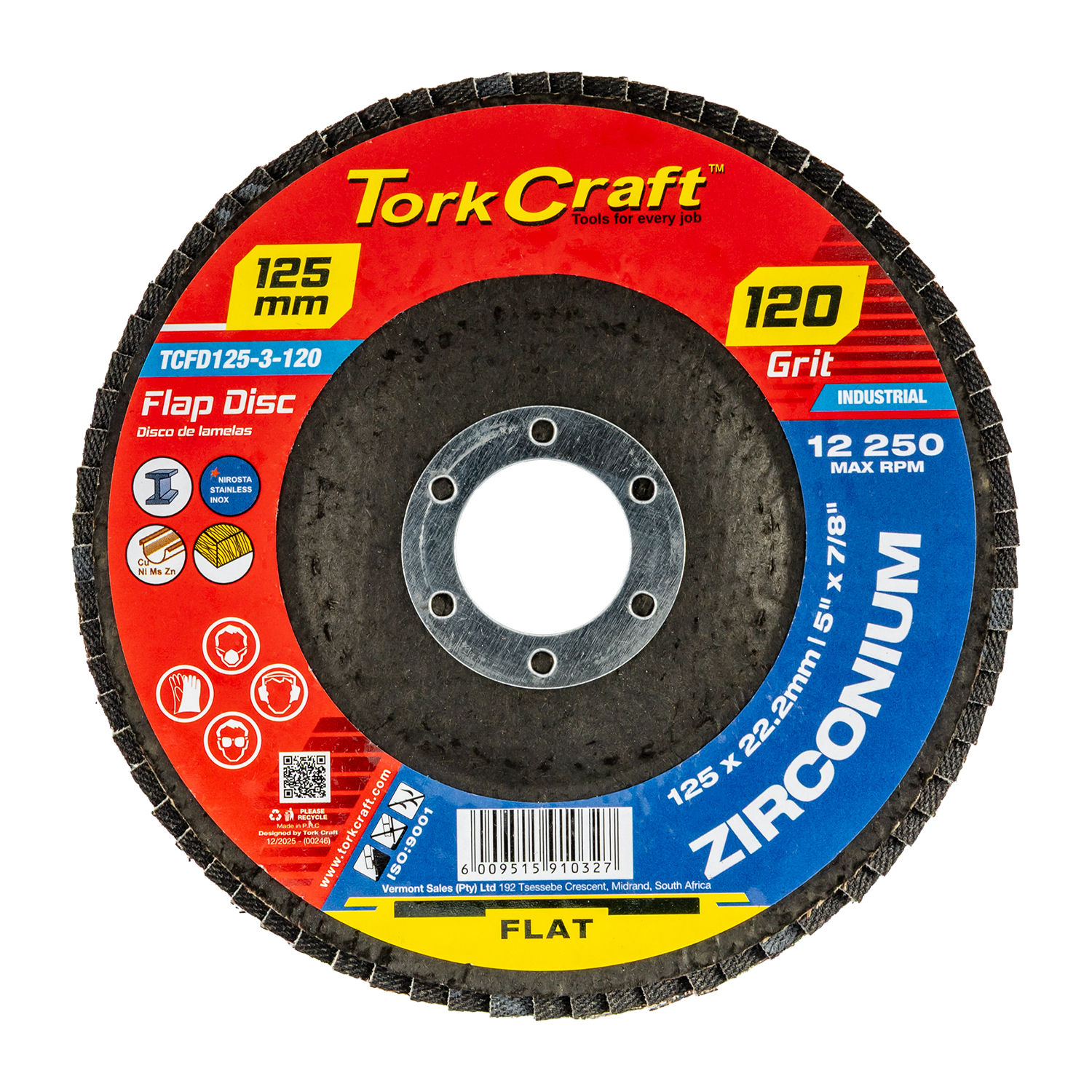 Flap Disc Zirconium 125mm 120 Grit Flat