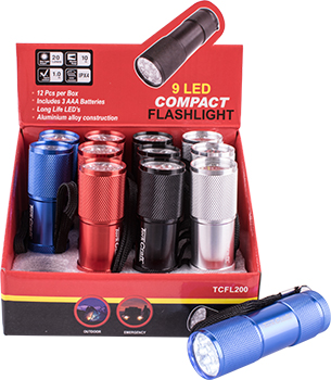 Torch Led Alum M/col X12 Pdq Box Incl Aaa Batteries Tork Craft Flash L