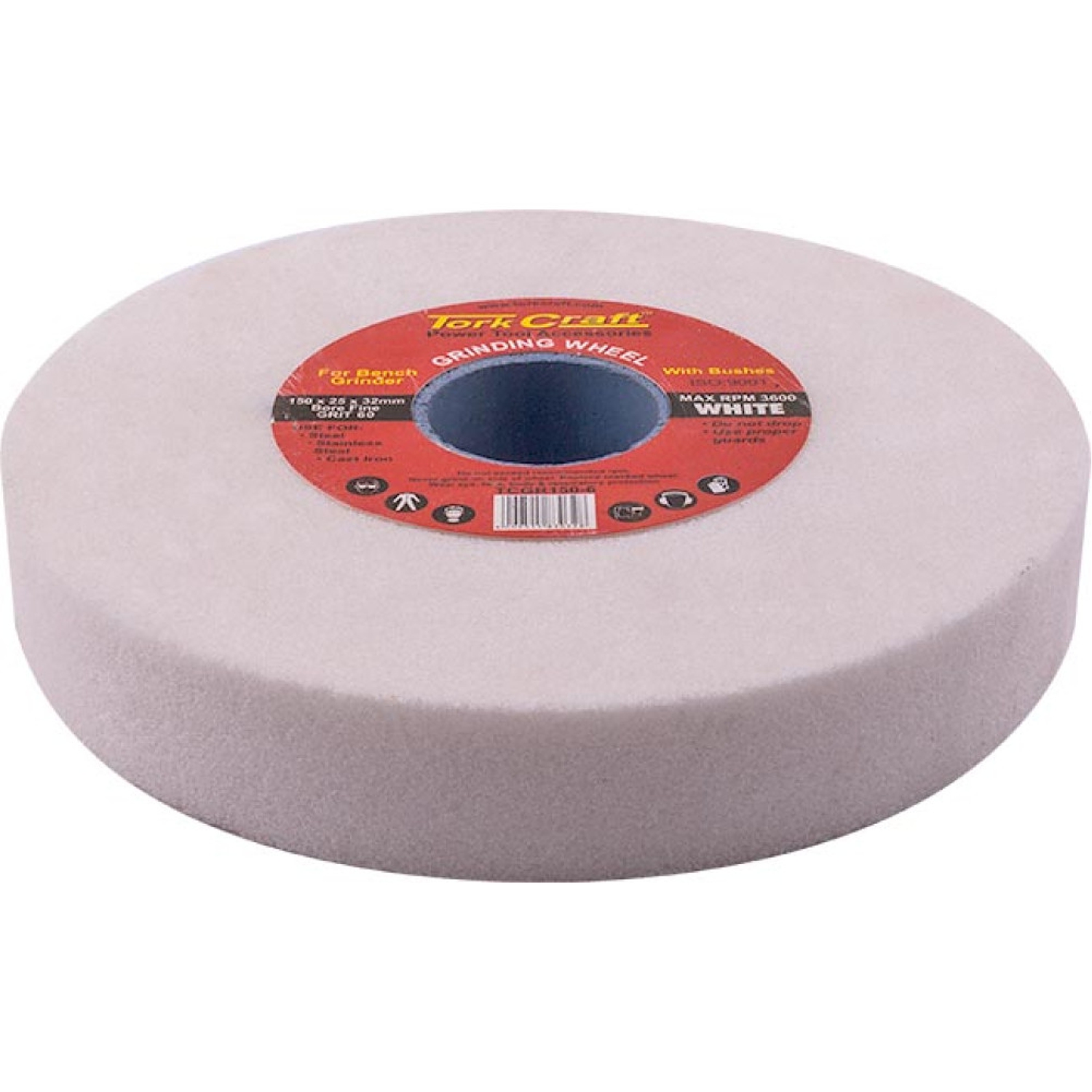 Grinding Wheel 150x25x32mm White Coarse 36gr W/bushes For Bench Grinde