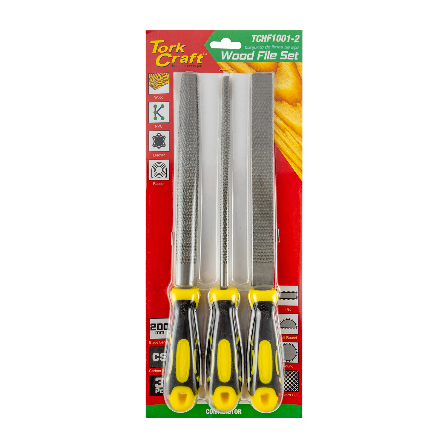 File Set 3pc Flat/half Round/round Wood Rasps