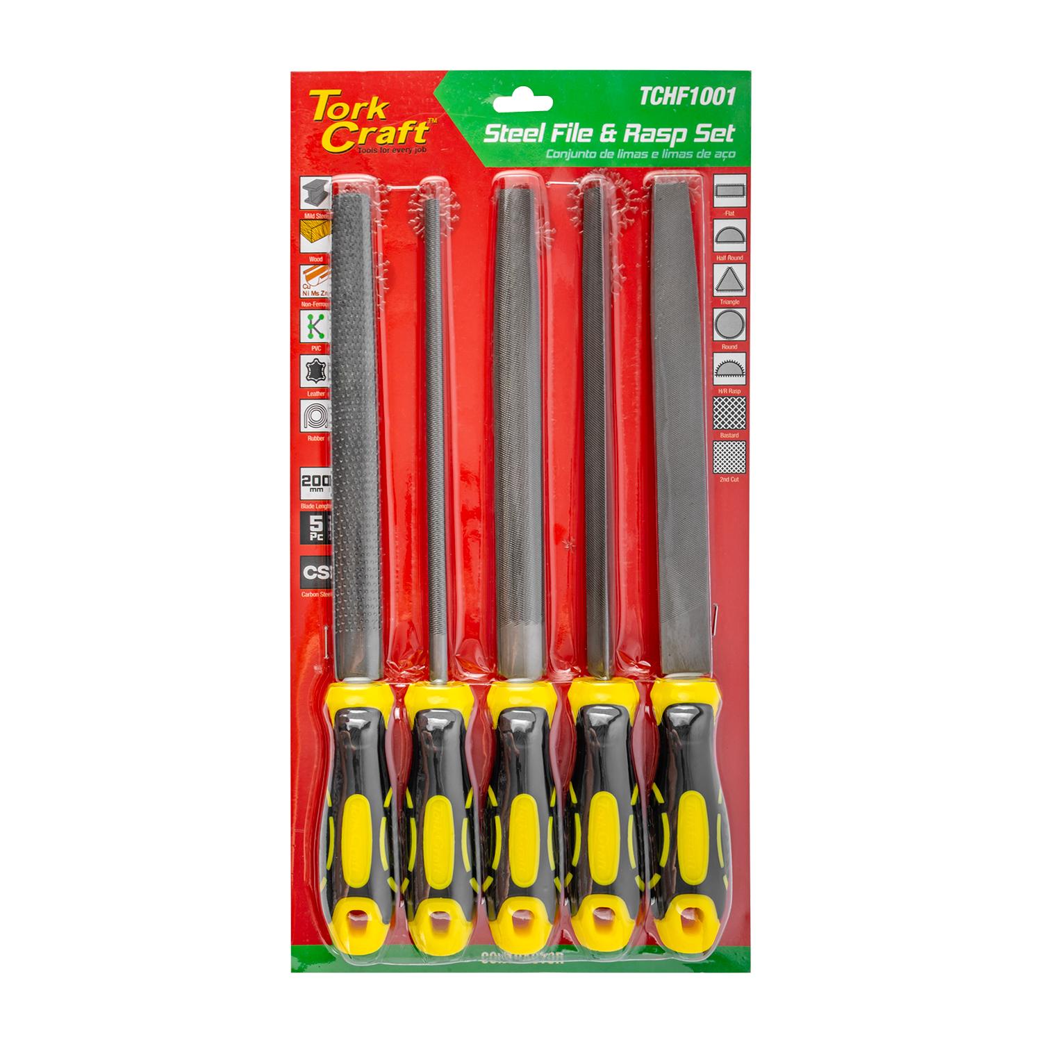 File Set 5pc Flat/rnd/tri-angle/half Rnd/half Rnd Rasp