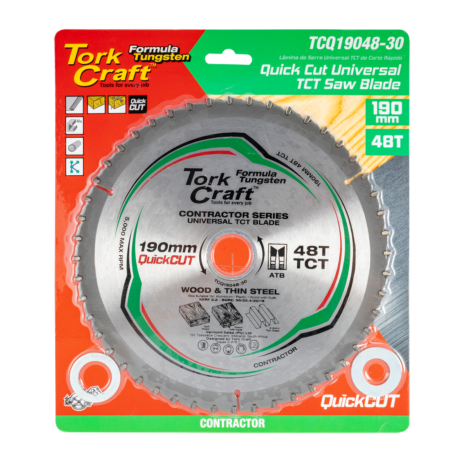 Universal Quick Cut Tct Blade 190x48t 30-20-16