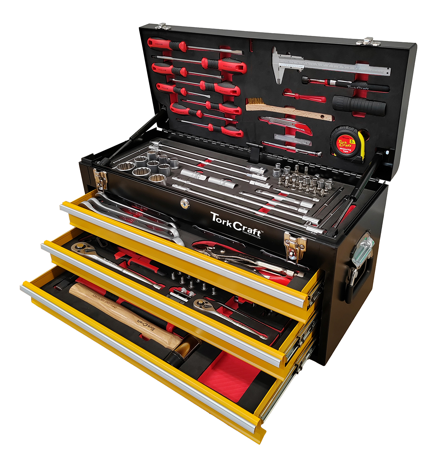 Tork Craft Trackbox 2.0 127-Piece 3-Drawer Top Tool Box 600 x 250 x 320mm TCTB127