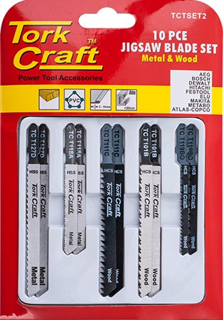 Jigsaw Blade Set 10 Pce For Metal & Wood T - Shank