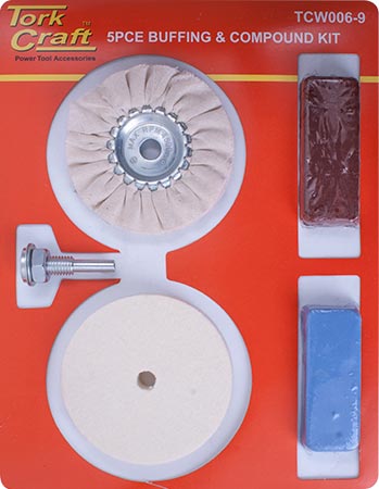 Polishing Buffing & Compound Kit 5pce With Felt Buff For Drill