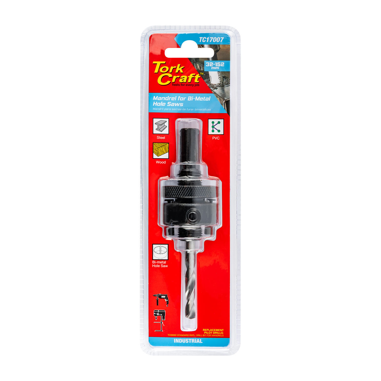 Mandrel 7/16 Hex 32-152 W/pins