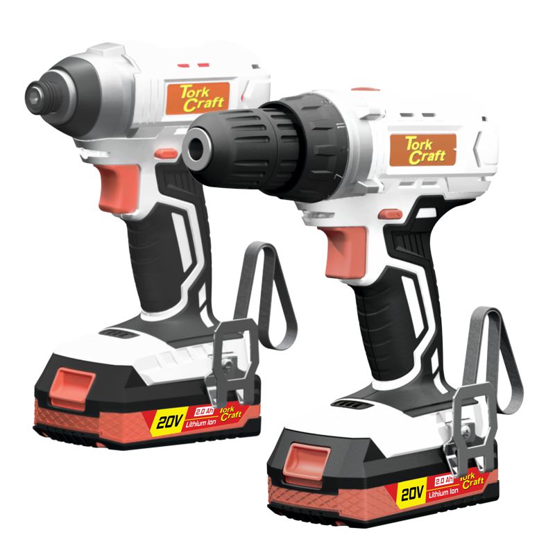 Tork Craft Drill + Impact Driver Twin Pack 20v 2 X 2.0ah Battery Kit