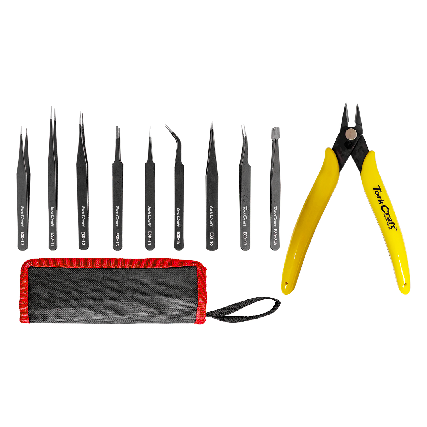 10pc Plier & Tweezer Set Various S/steel C/w Pouch