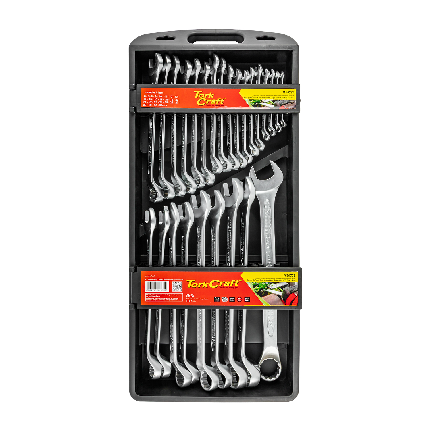 26pcs Combination Spanner Set 6-32mm Deep Offset Jumbo Rack
