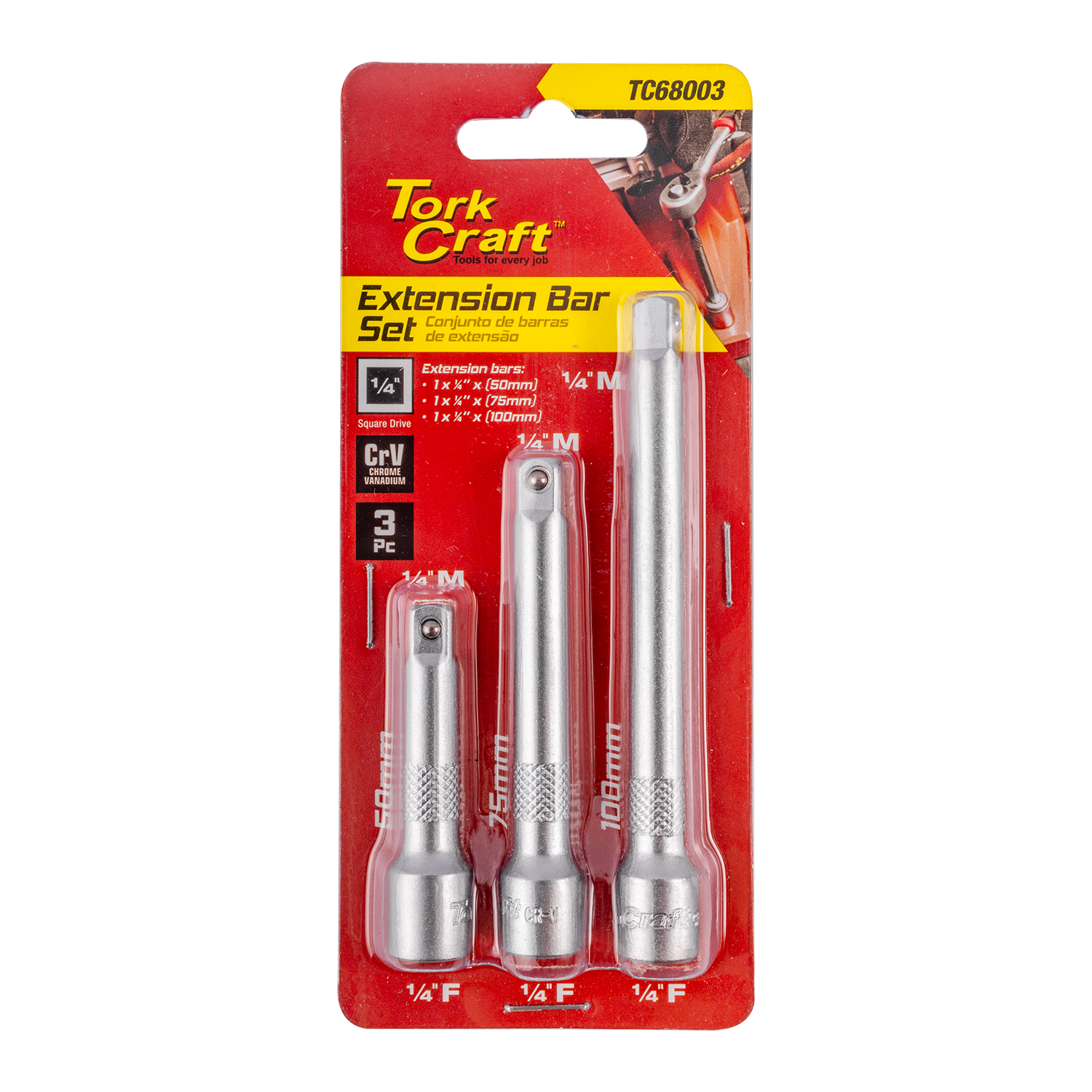 Extention Bar 3pc Set 1/4' 50/75/100mm