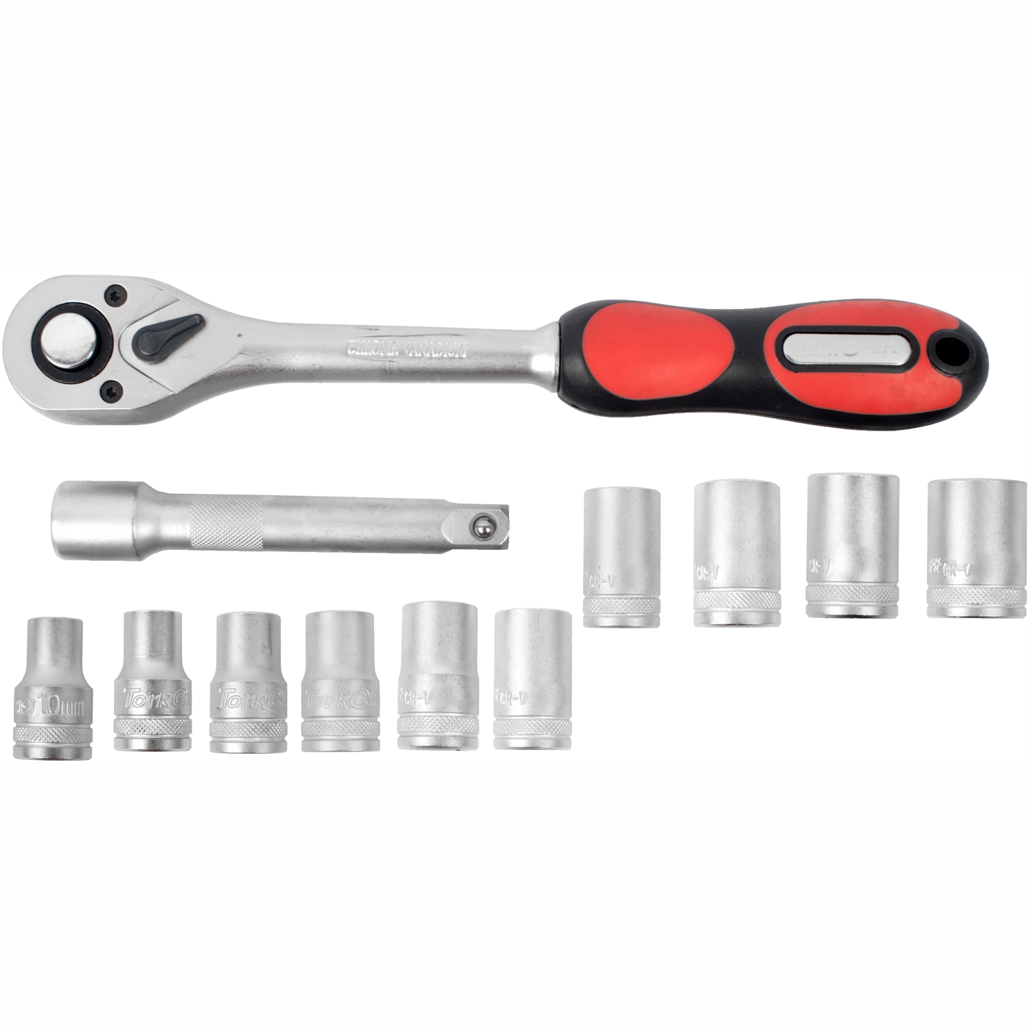 Tork Craft 12pc 1/2' Drive Socket & Ratchet Set 10-22mm 12 Point