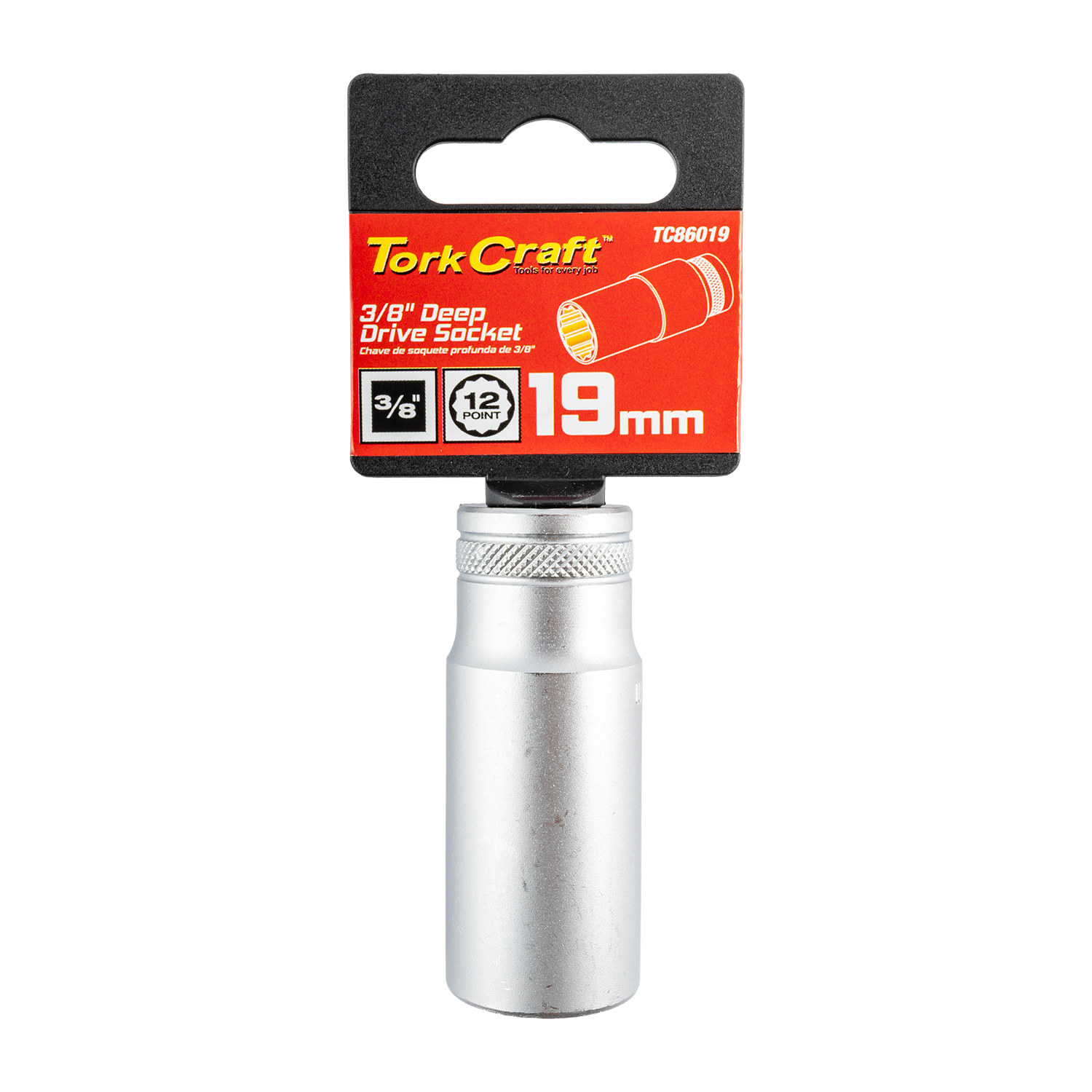 Deep Socket 3/8'dr 19mm 12pt Crv