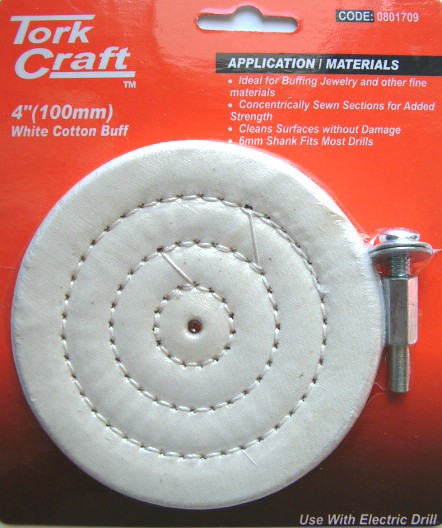Cotton Buff 100mm X 6mm Shaft