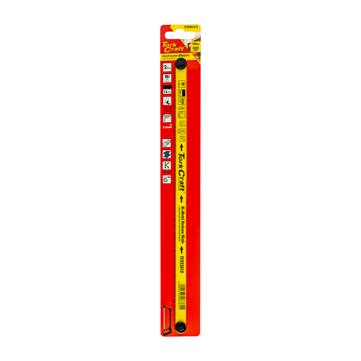 2pc Hacksaw Blade Bi-metal 14tx300 Hanging Card