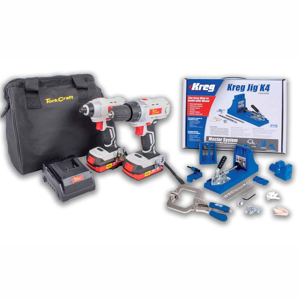 Drill And Impact Driver + Kreg Jig K4 Twin Pack Tc20002