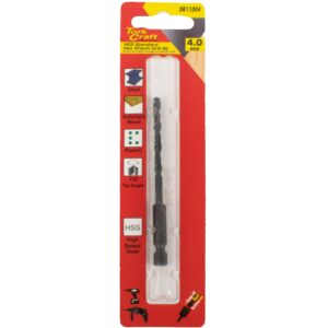 DRILL BIT HSS STANDARD 4.0MM HEX SHANK 1/CARD