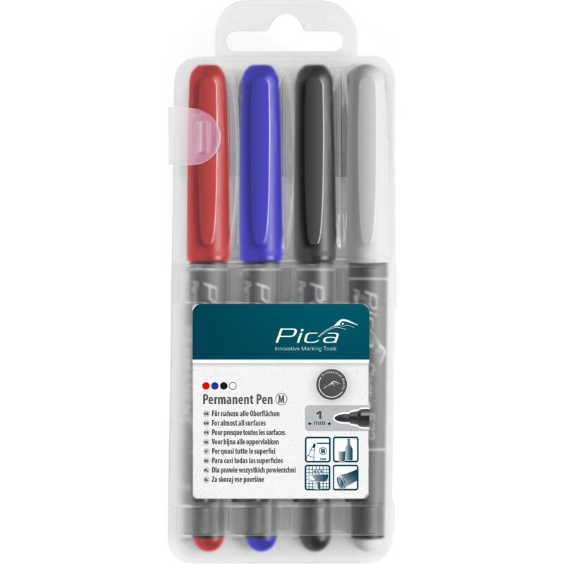 PERMANENT PEN 4PCS SET MEDIUM ASS. COLORS WITH INSTANT-WHITE PEN