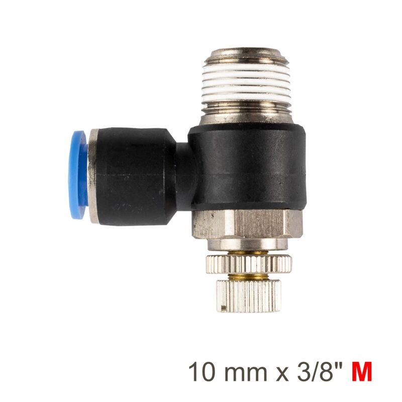 FLOW CONTROL SWIV. ELBOW PU 10MM X 3/8' M