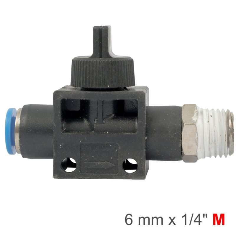 PU HOSE FITTING VALVE 6MM X 1/4'M