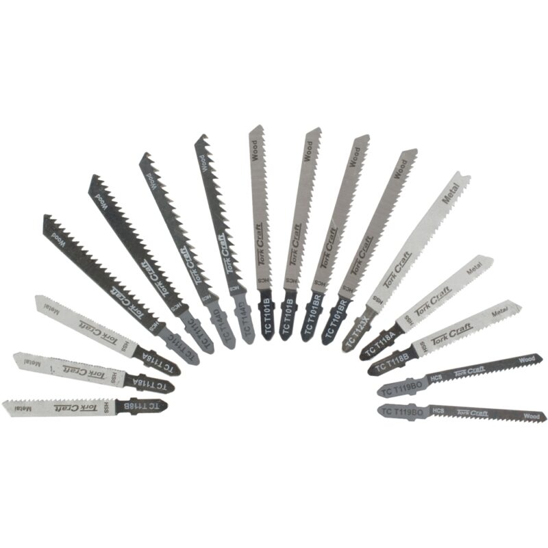 T-SHANK JIGSAW BLADES 16PC SET ASSORTED METAL & WOOD CUTTING