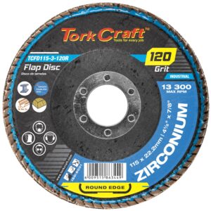 FLAP DISC ROUND EDGE ZIRCONIUM 115MM 120 GRIT FLAT