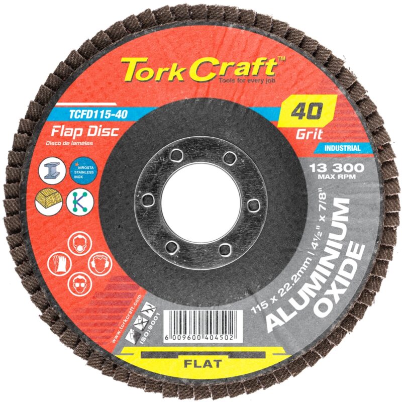 FLAP SANDING DISC 115MM 40GRIT A/O