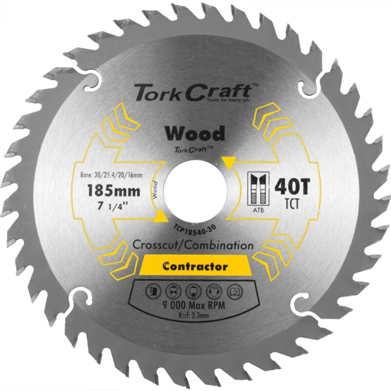 BLADE CONTRACTOR 185 X 40T 30/20/16/1 CIRCULAR SAW TCT