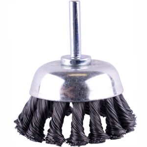 WIRE CUP BRUSH TWISTED PLAIN 65MM X 6MM SHAFT BLISTER