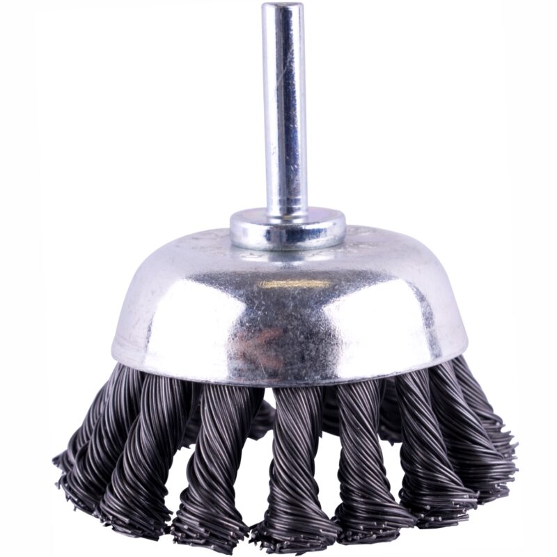 WIRE CUP BRUSH TWISTED PLAIN 65MM X 6MM SHAFT BLISTER