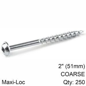 KREG ZINC POCKET HOLE SCREWS 51MM 2.00' #8 COARSE THREAD MX LOC 250CT